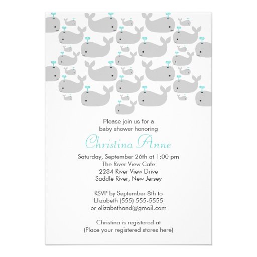 Cute Baby Whale Baby Shower Invitations