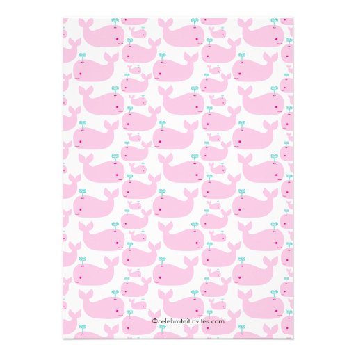 Cute Baby Whale Girl Baby Shower Invitations