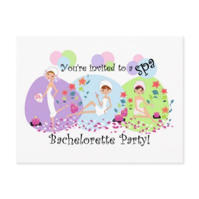 Cute Bachelorette Party Spa Postcard Invitations