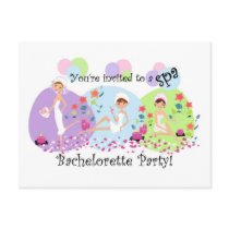 Cute Bachelorette Party Spa Postcard Invitations by SquirrelHugger Cute Bachelorette Party Spa Postcard Invitations