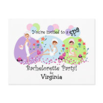 Cute Bachelorette Party Spa Postcard Invitations