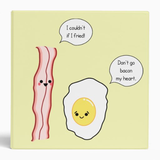 Cute Bacon and Egg Cartoon Binders Zazzle