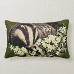 Cute Badger on Primrose Bank pillows