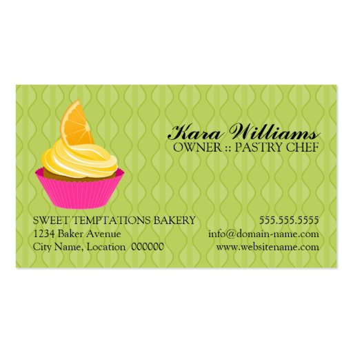 Cute Bakery Cupcake Business Cards (back side)