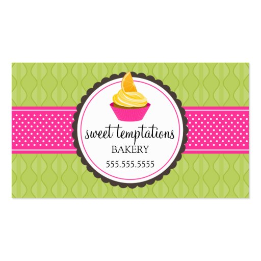 Cute Bakery Cupcake Business Cards (front side)