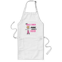 Cute Bald Chick Kicking Breast Cancer's Ass Apron