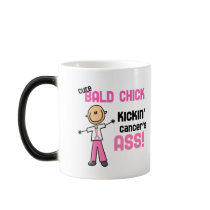 Cute Bald Chick Kicking Breast Cancer's Ass Mug