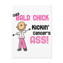 Cute Bald Chick Kicking Breast Cancer's Ass Postcard