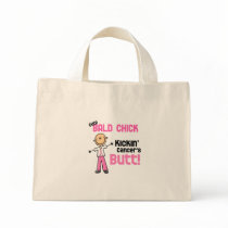 Cute Bald Chick Kicking Breast Cancer's Butt Canvas Bag