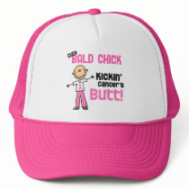 Cute Bald Chick Kicking Breast Cancer's Butt Hat