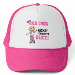 Cute Bald Chick Kicking Breast Cancer's Butt Hat