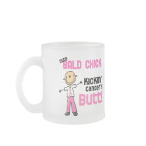 Cute Bald Chick Kicking Breast Cancer's Butt Mug