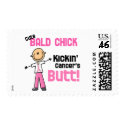 Cute Bald Chick Kicking Breast Cancer's Butt stamp