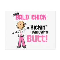 Cute Bald Chick Kicking Breast Cancer's Butt Postcards