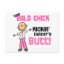 Cute Bald Chick Kicking Breast Cancer's Butt Postcards