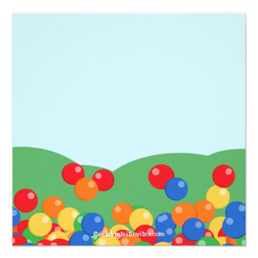 Cute Ball Pit Bounce House Birthday Party Custom Announcement