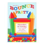 Cute Ball Pit Bounce House Birthday Party Personalized Announcements