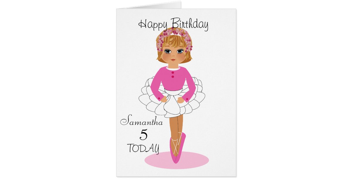 Cute Ballerina Personalised Birthday Card | Zazzle