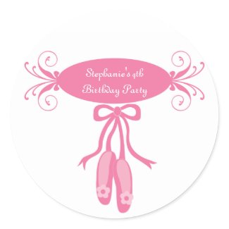 Cute ballerina slippers birthday party stickers sticker