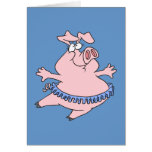 cute ballet ballerina piggy in a tutu pig greeting cards