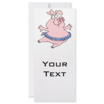 cute ballet ballerina piggy in a tutu pig rack card