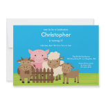 Cute Barn Yard Farm Animals Birthday Party Invite