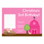 Cute Barn Yard Farm Animals Birthday Photo Invite