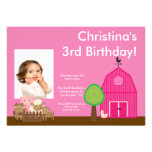 Cute Barn Yard Farm Animals Birthday Photo Invite