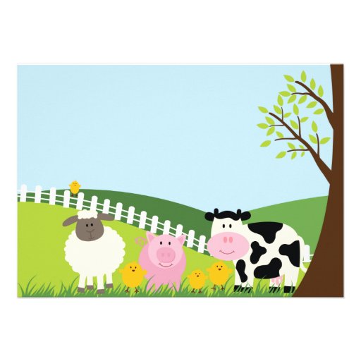Cute Barnyard Animal Fun Birthday Party Announcements
