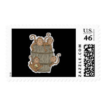 cute barrel of monkeys postage
