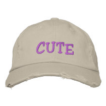 CUTE Basebal Cap Distressed embroidered hats by audrart CUTE Basebal Cap Distressed embroidered hats