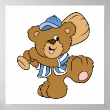 Cute Baseball Bear Print