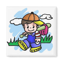 Cute Baseball Kid magnets