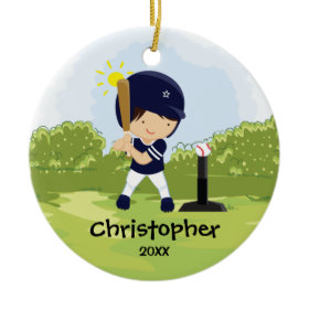 Cute Baseball Player Sport Christmas Ornament
