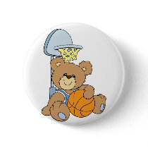 Cute Basketball Bear buttons