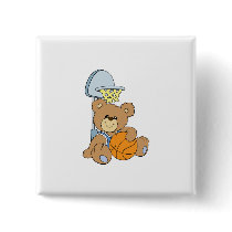 Cute Basketball Bear Pinback Buttons
