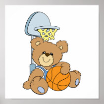 Cute Basketball Bear Poster