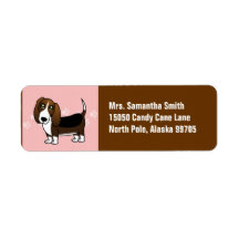 Cute Basset Hound Cartoon - Brown White and Black Return Address Label