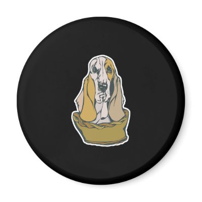 cute bassett hound in basket magnet by doonidesignsanimals