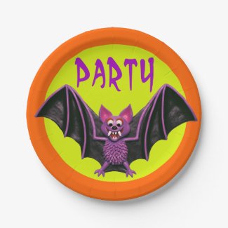 Cute Bat Halloween Birthday Party 7 Inch Paper Plate