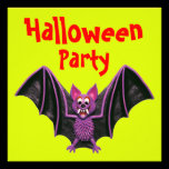 Cute Bat Halloween Invitation invitations