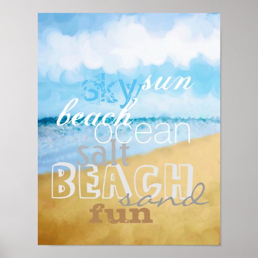 Cute Beach Art Poster With Text Wall Art Zazzle 