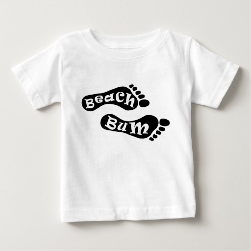 Cute Beach Bum Barefoot Footprint Black White Feet Baby TShirt Zazzle
