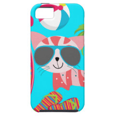 Cute Beach Bum Kitty Cat Sunglasses Beach Ball iPhone 5 Cover
