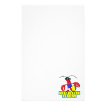 cute beach bum lobster cartoon graphic personalized stationery