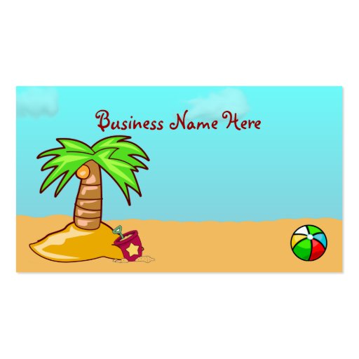 Cute Beach Scene Business Cards (front side)