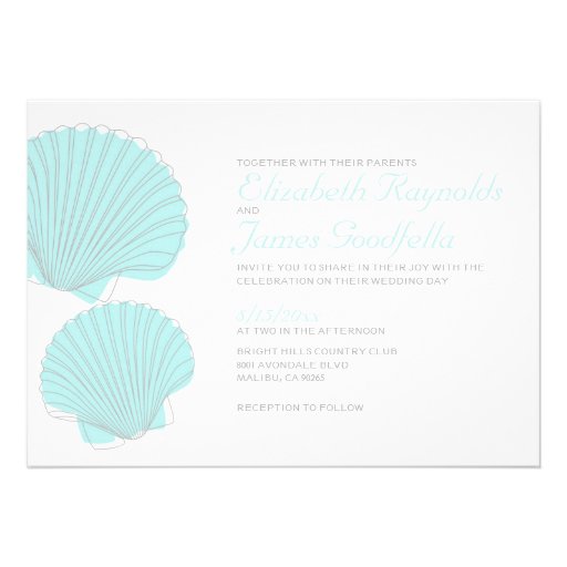 Cute Beach Seashells Destination Wedding Invites