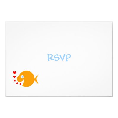 Cute Beach Wedding RSVP Card with Goldfish & Heart