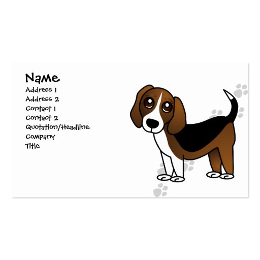 Cute Beagle Cartoon Dog Business Card (front side)