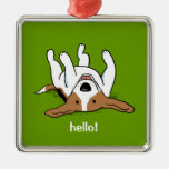 Cute Beagle Cartoon Dog with Customizable Text Christmas Tree Ornaments